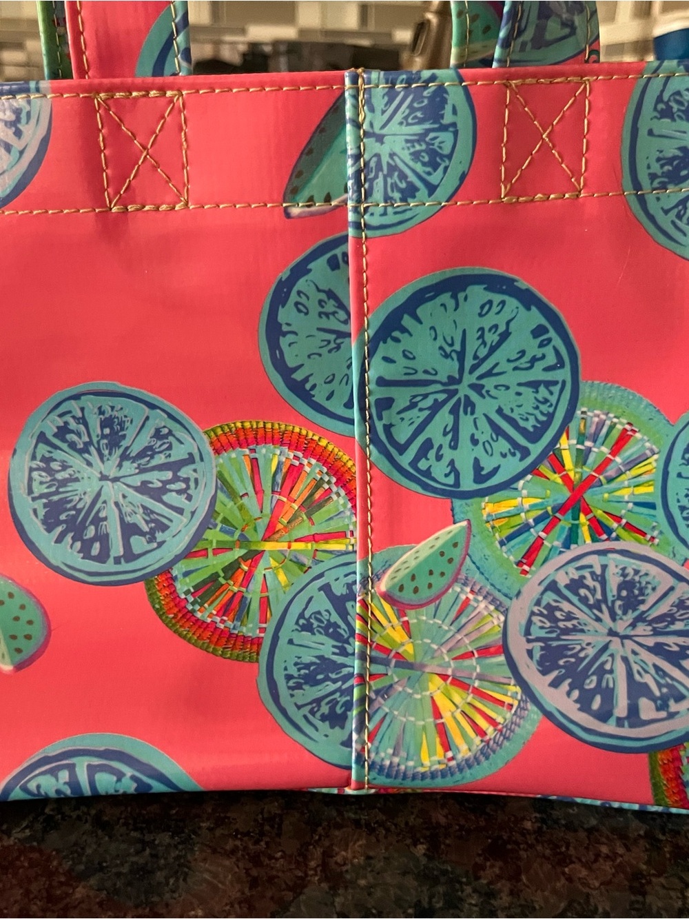 Consuela Pink Citrus Print Oilcloth Tote - Picture 3 of 6